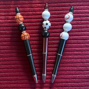 Handcrafted set of 3 sport beaded pens